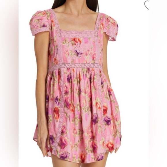 LoveShackFancy Dresses & Skirts - Nutmeg Dress LoveShackFancy floral pink mini dress size 8
